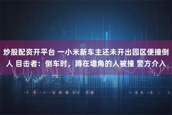 炒股配资开平台 一小米新车主还未开出园区便撞倒人 目击者：倒车时，蹲在墙角的人被撞 警方介入